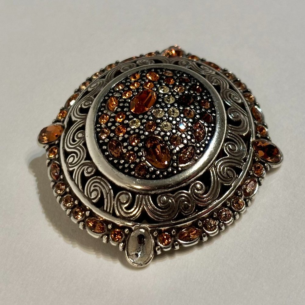 Brighton Crystal Voyage Pave Swarovski Crystals Oval Convertible Pendant Brooch - Picture 3 of 11